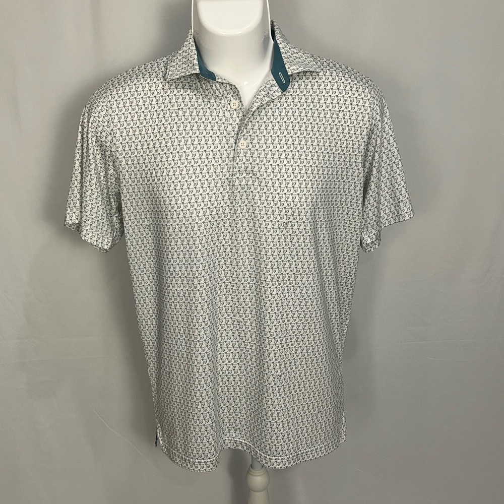 Puma Men's White Polo with Teal Collar Accents